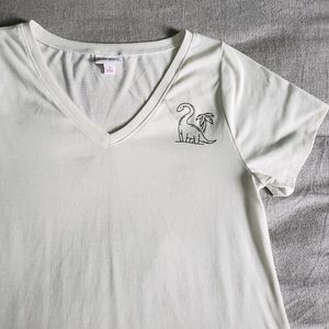 White v-neck with dino!